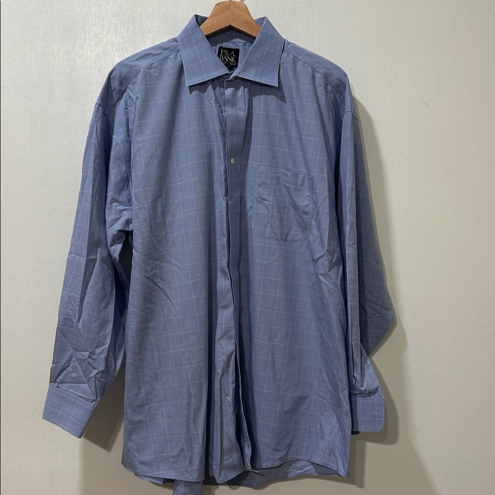 JOS.BANK MENS TRAVELS COLLECTION DRESS SHIRT BLUE Sz 17-33